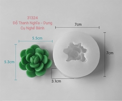 Khuôn Silicon - Sen Đá Nở - 5.2cm - Nhụy Cúp 3 Tầng