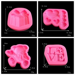Khuôn Silicon - Hộp Quà Gấu Tim Love - set 4
