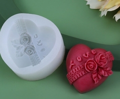 Khuôn Silicon - Trái Tim Hoa - Love Hoa Hồng Viền