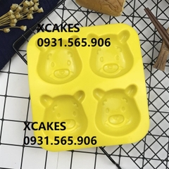 Khuôn Silicon - Động Vật - Gấu Mặt Pooh Cười 4c
