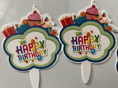Set Cắm Giấy Hoạt Hình Phụ Kiện Trang Trí Bánh - HAPPY BIRTHDAY MÂY XANH 50 THẺ