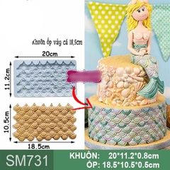 Khuôn Silicon - Viền Mảng Họa Tiết - Vảy Cá Sóng 18.5x10.5cm