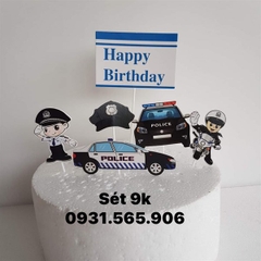 Set Cắm Cảnh Sát Happy Phụ Kiện Trang Trí Bánh