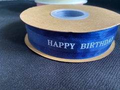 Ruy Băng Voan In Chữ Happy Birthday Phụ Kiện Trang Trí Bánh - màu xanh dương đậm 2