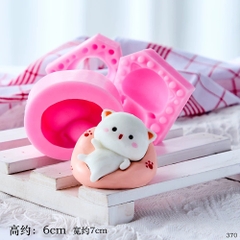 Khuôn Silicon - Mèo Kitty Nằm Gối - 3 Mảnh 6cm