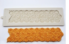 Khuôn Silicon - Viền Mảng Họa Tiết - Hoa Hồng 3 dãy - 37x11cm