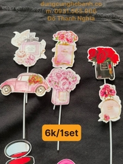 Set Cắm Xe Hoa Nước Hoa Phụ Kiện Trang Trí Bánh