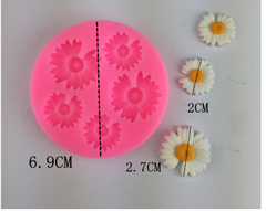 Khuôn Silicon - Hoa Cúc Dẹp Cắt Nhụy Chấm TH 5c - 2 > 2.7cm