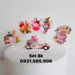 Set Cắm Xe Hoa Nước Hoa Phụ Kiện Trang Trí Bánh