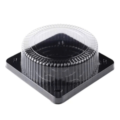 Hộp Nhựa - Tròn Đế Vuông Đen 21x9cm