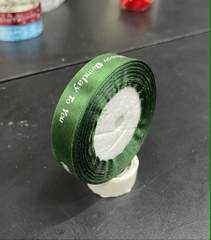 Ruy Băng Trang Trí - 2cm Chữ HPBD - Xanh Rêu