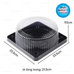 Hộp Nhựa - Tròn Đế Vuông Đen 21x9cm