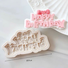 Khuôn Silicon - Chữ Happy - #1 Kèm Nơ