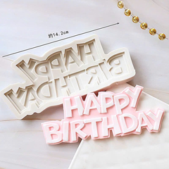 Khuôn Silicon - Chữ Happy - Hoa Đứng 15x6.5cm