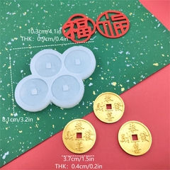 Khuôn Silicon - Thỏi Vàng - Đồng Tiền Tròn 3.8cm 4c
