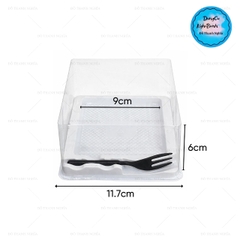 Hộp Nhựa - Vuông H - 909  Kèm Nĩa - 9cm cao 6.5cm Đế Trắng