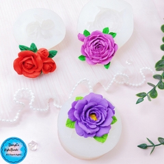 Khuôn Silicon - Hồng Nở Kèm Lá A1-1535