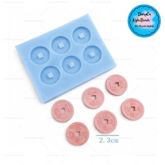 Khuôn Silicon - Thỏi Vàng - Đồng Tiền Tròn 2.3cm 6c