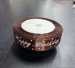 Ruy Băng Trang Trí - 2cm Chữ HPBD -  Nâu