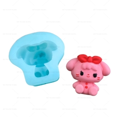 Khuôn Silicon - Mèo Kitty - Mèo Thắt Nơ  6.4cm