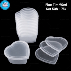 Hộp Nhựa - Tim Bánh Flan 90ml - Set 50
