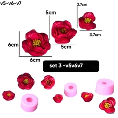 Khuôn Silicon - Hoa Hồng Hồng Trà Set 3 - V5 V6 V7