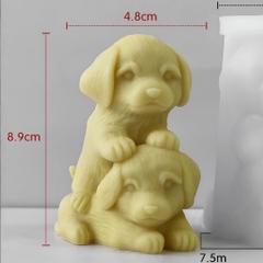 Khuôn Silicon - Động Vật - Chó Nằm Ôm Nhau 8.9cm