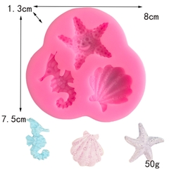 Khuôn Silicon - Sinh Vật Biển TH - 4.5cm Cá Ngựa Sò Sao - 3c