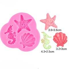 Khuôn Silicon - Sinh Vật Biển TH - 4.5cm Cá Ngựa Sò Sao - 3c