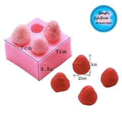 Khuôn Silicon - Trái Cây - Dâu Tây - 3cm - 4c - TRÒN
