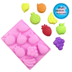 Khuôn Silicon - Trái Cây - Vĩ 8c - 4cm Chuối Nho Chanh Táo Lê