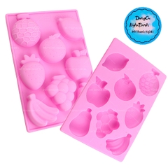 Khuôn Silicon - Trái Cây - Vĩ 8c - 4cm Chuối Nho Chanh Táo Lê