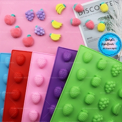 Khuôn Silicon - Trái Cây - Vĩ 25c - 3cm - 25c TH - Dâu Nho Chuối Táo Khóm