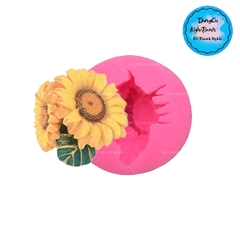 Khuôn Silicon - Hoa Hướng Dương - 5.5cm - Chùm Kèm Lá