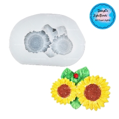 Khuôn Silicon - Hoa Hướng Dương - Mặt 2 Bông Kèm Lá 6.9cm