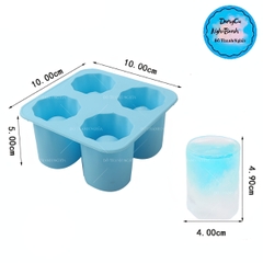 Khuôn Silicon - Bia - Vuông - Ly 4cm H5 Vĩ 4c