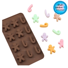 Khuôn Silicon - Noel - Vĩ 6 Người 6 Gậy 12c