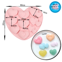 Khuôn Silicon - Trái Tim Kiểu - Vĩ 9c Đôi Lồng Tim