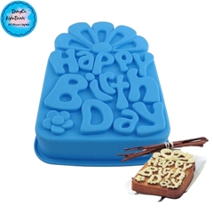 Khuôn Silicon - Đế - Happy Birdthay Xoay Hoa Lớn