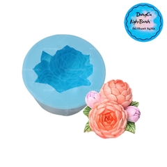 Khuôn Silicon - Hoa Mẫu Đơn - 6cm - Chùm Kèm Lá
