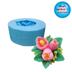 Khuôn Silicon - Hoa Tulip - SL180 - Chùm 3 Kèm Lá