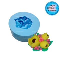 Khuôn Silicon - Hoa Tulip - SL180 - Chùm 3 Kèm Lá
