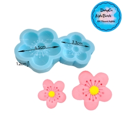 Khuôn Silicon - Hoa Mai Đào Nằm - 3.3-4.5cm - 2c Nhụy