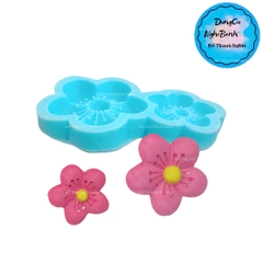 Khuôn Silicon - Hoa Mai Đào Nằm - 3.3-4.5cm - 2c Nhụy