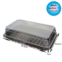 Hộp Nhựa - Chữ Nhật TN25 - 25x15cm Cao 7cm đế đen set 5 hộp