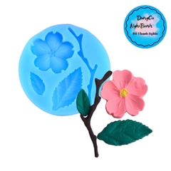 Khuôn Silicon - Hoa Mai Đào 4c - Kèm Cành Lá