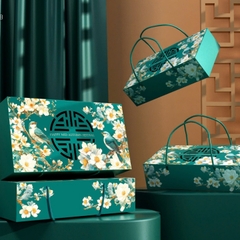 Hộp Giấy - Bánh Trung Thu Quai Xách - 2 Bánh - 2B03 Thấp 6cm