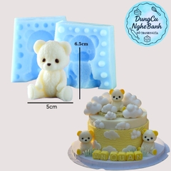 Khuôn Silicon - Động Vật - Gấu Ngồi 2 Mảnh 6.5cm