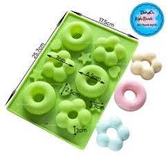 Khuôn Silicon - Donut - Hoa Sao 6.7cm 6c