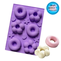 Khuôn Silicon - Donut - Hoa Sao 6.7cm 6c
